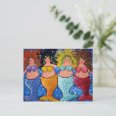 Vier Chubby Mermaids Postkarte (Stehend Vorderseite)