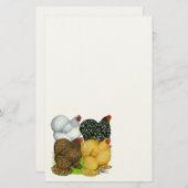 Vier Cochin Hens Briefpapier (Vorne/Hinten)