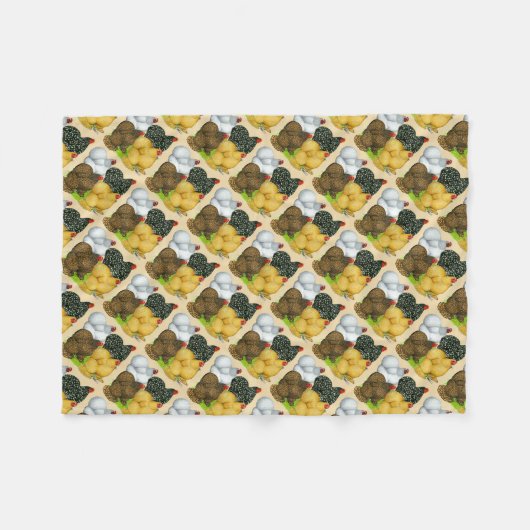 Vier Cochin Hens Fleecedecke (Vorderseite (Horizontal))