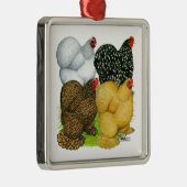 Vier Cochin Hens Ornament Aus Metall (Rechts)