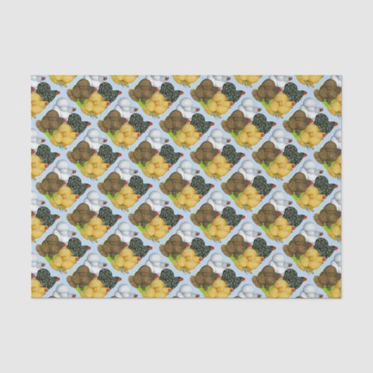 Vier Cochin Hens Seidenpapier (Vorderseite)