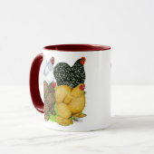 Vier Cochin Hens Tasse (Vorderseite Links)