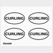 VIER "CURLING" OVALER AUFKLEBER (Blatt)