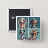 Vier Dackeln Button (Vorne & Hinten)