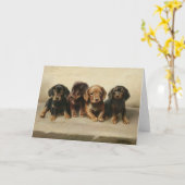 Vier Dackeln Welpen | Carl Reichert Karte (Gelbe Blume)