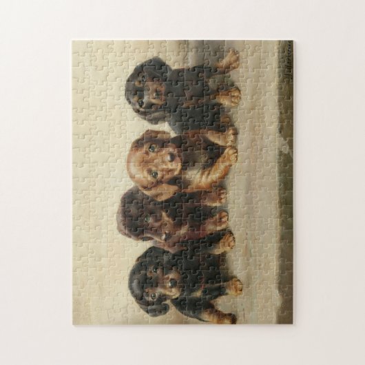 Vier Dackeln Welpen | Carl Reichert Puzzle (Vertikal)