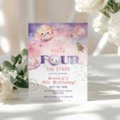 Vier der Sterne Girl Space Geburtstag Einladung