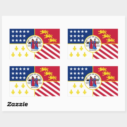 VIER Detroit-Flag Rechteckiger Aufkleber (Blatt)