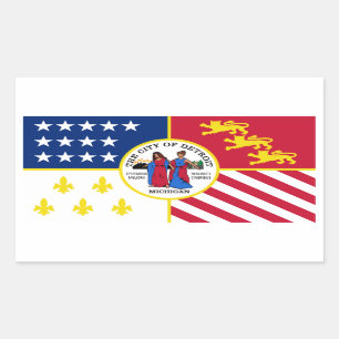 VIER Detroit Flagge Rechteckiger Aufkleber