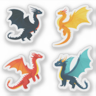 Vier Drachen Flying Sticker-Set Aufkleber