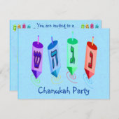 Vier Dreidels Einladungen (Vorne/Hinten)