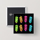 Vier Dreidels Knöpfe Button (Vorne & Hinten)