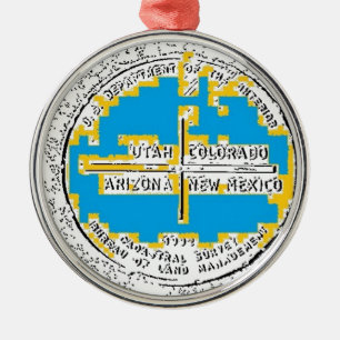 Vier Ecken vier Staaten Silbernes Ornament