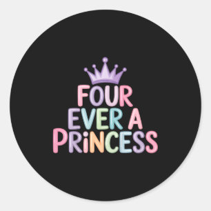 Vier eine Prinzessin 4. Geburtstag Mädchen 4 Jahre Runder Aufkleber