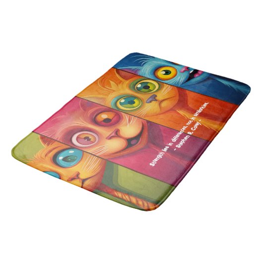 Vier einzigartige Katzen Badematte (Schrägansicht)