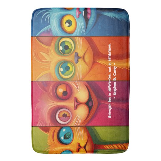 Vier einzigartige Katzen Badematte (Vorderseite Vertikal)