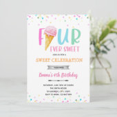 VIER Eis-Einladung Einladung (Stehend Vorderseite)