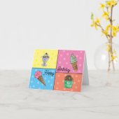 Vier Eiscreme Geburtstagskarte Karte (Gelbe Blume)