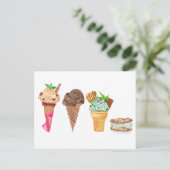 Vier Eiscremes Personalisiert Postkarte (Stehend Vorderseite)