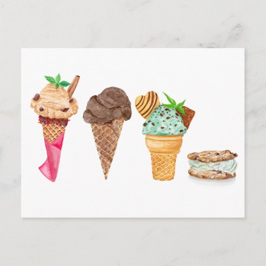Vier Eiscremes Personalisiert Postkarte (Vorderseite)