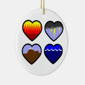 Vier Element-Herzen Keramik Ornament (Rechts)