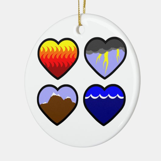 Vier Element-Herzen Keramik Ornament (Links)
