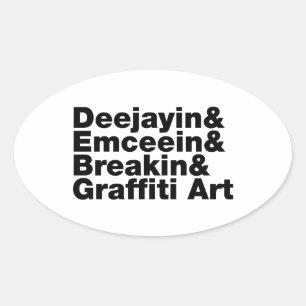 Vier Elemente des Hip Hop Ovaler Aufkleber