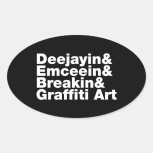 Vier Elemente des Hip Hop Ovaler Aufkleber