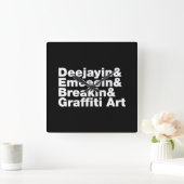 Vier Elemente des Hip Hop Quadratische Wanduhr (Zuhause)