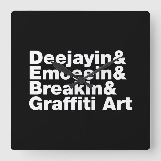 Vier Elemente des Hip Hop Quadratische Wanduhr (Vorderseite)