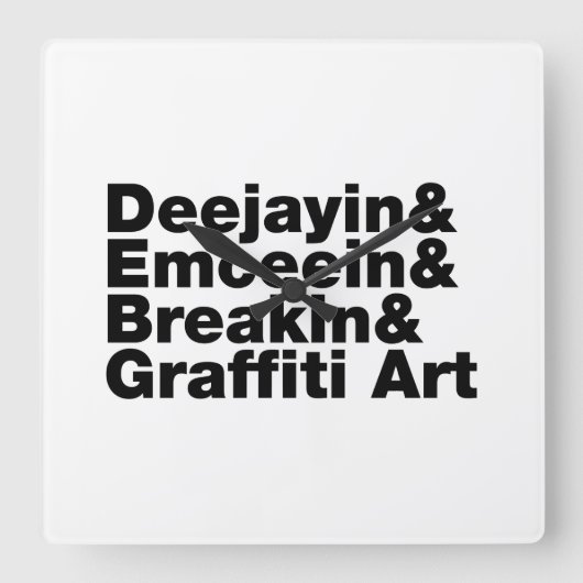 Vier Elemente des Hip Hop Quadratische Wanduhr (Vorderseite)