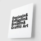 Vier Elemente des Hip Hop Quadratische Wanduhr (Winkel)