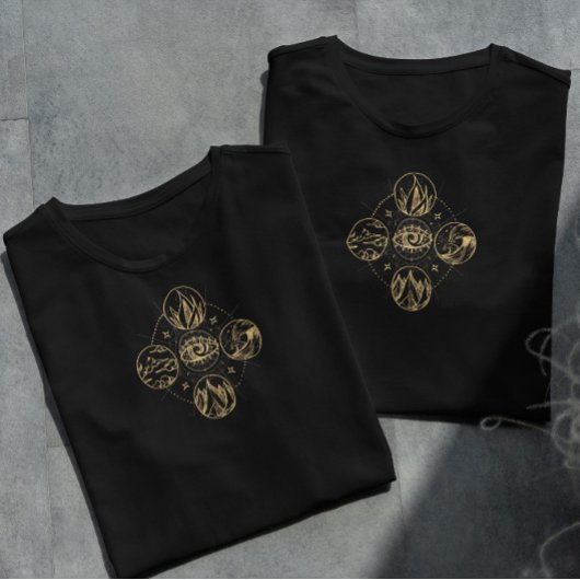 Vier Elemente Natur Hand gezeichnet T-Shirt