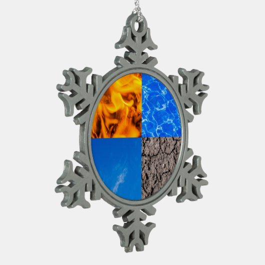 Vier Elemente Schneeflocken Zinn-Ornament (Links)