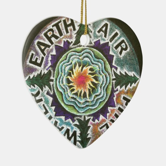 Vier Elementesun-Mandala Keramik Ornament (Rechts)