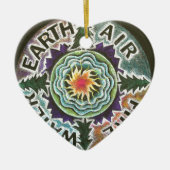 Vier Elementesun-Mandala Keramik Ornament (Vorne)