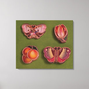 Vier emailliert und jewelled Kästen, Schmetterling Leinwanddruck