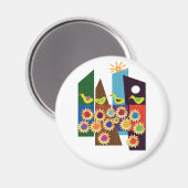 Vier Enten im Sommerurlaub Magnet (Vorderseite/Rückseite)