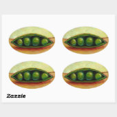 Vier Erbsen in einer tollen, einzigartigen Kunst Ovaler Aufkleber (Blatt)