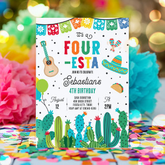 Vier-Esten-Mexikanisches Fiesta 4. Geburtstags-Par Einladung
