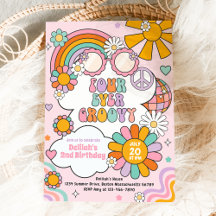Vier Ever Groovy 70er Blume Power Rainbow Birthday
