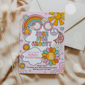 Vier Ever Groovy 70er Blume Power Rainbow Birthday Einladung