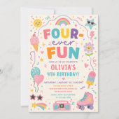 Vier-Ever Spaß Bunter Geburtstag Einladung (Vorderseite)