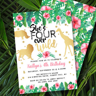 Vier Ever Wild Girls 4. Geburtstags-Party Einladung