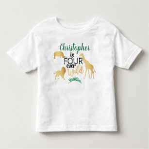 Vier Ever Wild Jungle Safari Jungs 4. Geburtstag Kleinkind T-shirt