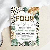 Vier Ever Wild Leopard Print Jungle Geburtstag Einladung