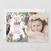 VIER Ever Wild Safari 4. Geburtstag Foto Einladung (Vorderseite)