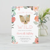Vier-Ever Wild | Woodland Boho Kindergeburtstag Pa Einladung (Stehend Vorderseite)