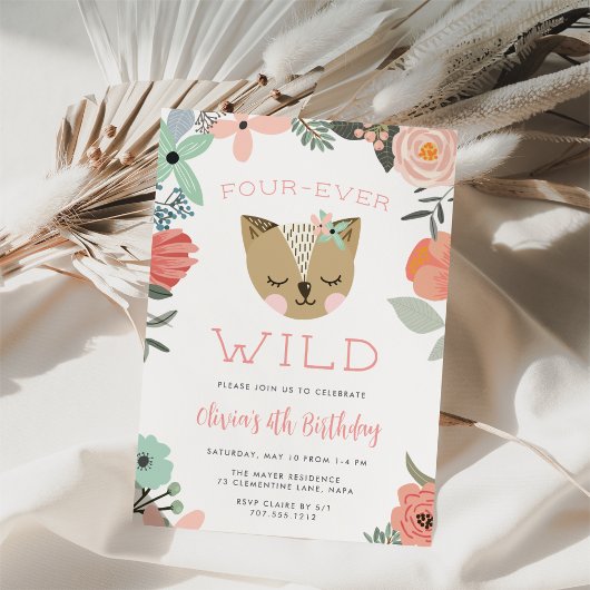 Vier-Ever Wild | Woodland Boho Kindergeburtstag Pa Einladung