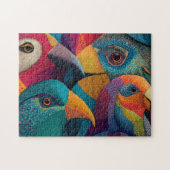 Vier exotische und gemusterte Vögel Puzzle (Horizontal)
